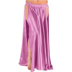 36" Long Satin Panel Skirt 2 Side Slit Belly Dance Tribal Swing Gypsy
