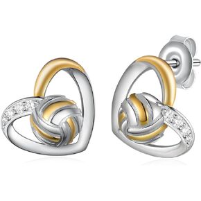 Volleyball Earrings 925 Sterling Sliver Heart Volleyball Stud Earrings Sport Volleyball Gifts for Players Daughter Girls Women Sports Fans