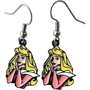 Cartoon Sleeping Beauty Snow Whit Littl Mermaid Beauty and Beast Brav Moana Earrings Stud