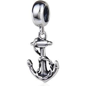 Anchor Charm 925 Sterling Silver Sailor Charm USN Charm Sea Charm Birthday Charm Anniversary Charm for Pandora Charms Bracelet (A)