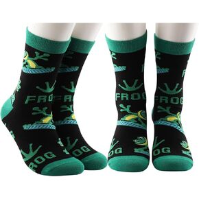 MBMSO Funny Frog Socks Gift 2 Pair Novelty Frog Socks Frog Lovers Gift Frog Surfing Crew Dress Socks Frogs Owner Novelty Gift