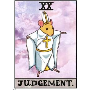 Dorime Rat Mouse Pope Judgement Judgment XX Tarot Card Funny Meme 1.2" Enamel Pin Badge