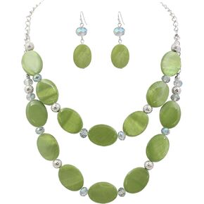 Xalroco 2 Layered Chunky Beaded Necklace for Women Colorful Shell Beaded Chain Statement Necklaces and Earring Sets for Girl Holiday Gifts