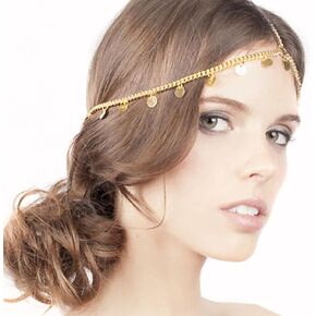 NAISKA Gold Sequin Head Chain Wedding Bride Headbands Boho Layered Forehead Sequins Hair Chain Halloween Festival Costume Prom Hair Accessories for Women and Girls in Kuwait