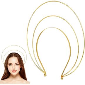 Lurrose Baroque Queen Crown Gothic Halo Crown Headband Statement Wedding Bridal Headdress for Wmen Girls Christmas Halloween Cosplay Headwear Golden