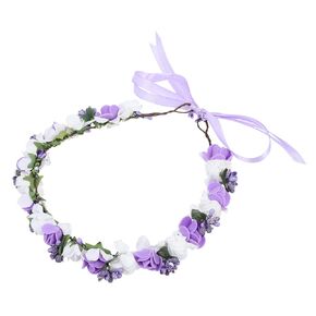 Beaupretty Wedding Flower Crown Bride Flower Wreath Crown Romantic Floral Hair Crown Beach Floral Garlands Headwear Photo Prop for Wedding Vacation Beach Occasions Purple