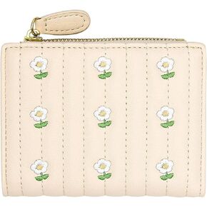 Small Wallet for Women Cute RFID Blocking PU Leather Card Holder for Girls Flower Coin Cash Purse Slim Short Wallet (Pink)