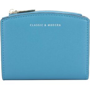 Sunwel Fashion Small Wallet Shell Design Bifold Wallet with Zipper Pocket Cash Card ID Window Coin Purse for Women Girls (BLUE)