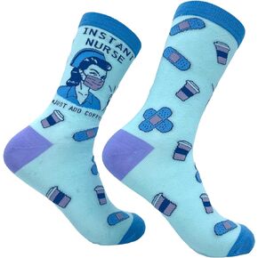 Crazy Dog T-Shirts Women's Instant Nurse Just Add Coffee Socks Funny Nursing Caffeine Lovers Footwear
