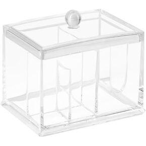 AMG Bath Collections 2-Tier Acrylic Storage Organizer Stackable Countertop Cotton Ball Holder, Jewelry and Cosmetic Storage Clear Compact Design Organizer Storage Pantry Organization