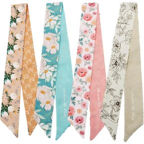QTMY 4 Pack Purse Scarf for Bags Silk Head Scarf for Hair Handbag Women Scarfs Band Hair Neck Scarves Fashion Gifts,108-1