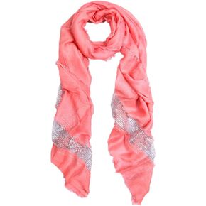 Solid Color Frayed Edge Sequin Stripe Glitter Scarf