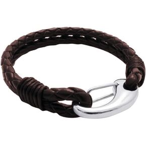 Braided Leather Bracelet with Locking Stainless Steel Lobster Clasp Brown Rope Bracelets for Men