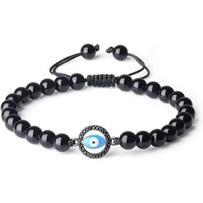 COAI Evil Eye Charm Black Obsidian Stone Beaded Bracelet