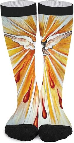 Peace Dove Fire of Love of the Holy Spirit Print Crew Socks for Men Women, Novelty Warm Custom Cartoon Elite Tube Socks Peace Dove the Fire of Love of the Holy Spirit in Saudi Arabia