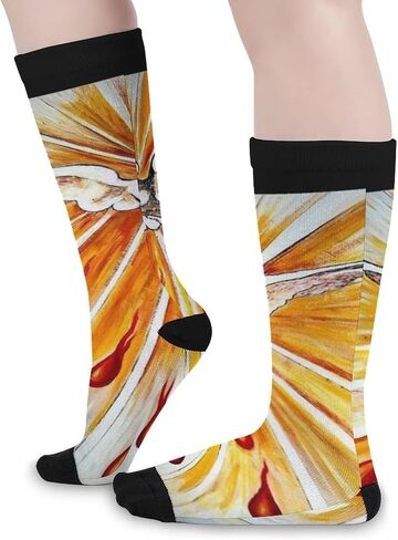 Peace Dove Fire of Love of the Holy Spirit Print Crew Socks for Men Women, Novelty Warm Custom Cartoon Elite Tube Socks Peace Dove the Fire of Love of the Holy Spirit in Saudi Arabia