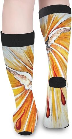 Peace Dove Fire of Love of the Holy Spirit Print Crew Socks for Men Women, Novelty Warm Custom Cartoon Elite Tube Socks Peace Dove the Fire of Love of the Holy Spirit in Saudi Arabia