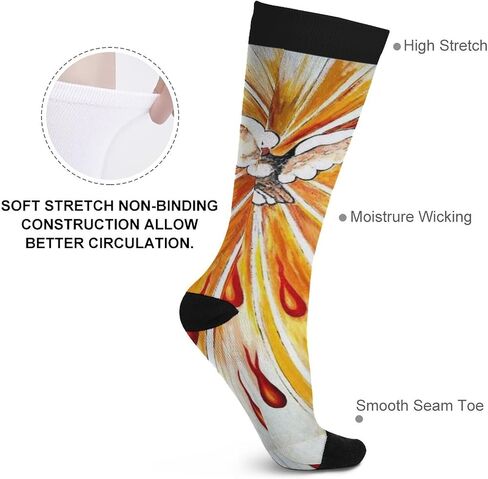 Peace Dove Fire of Love of the Holy Spirit Print Crew Socks for Men Women, Novelty Warm Custom Cartoon Elite Tube Socks Peace Dove the Fire of Love of the Holy Spirit in Saudi Arabia
