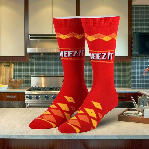 Cool Socks Novelty Crew Socks Men's Women's, Cheez-It Crackers, Graphic Print, Large in Saudi Arabia