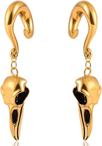 قطعتان من مقاييس الأذن، شماعات أذن على شكل جمجمة الطيور لا تسبب الحساسية، خطاف أوزان 316 من الفولاذ المقاوم للصدأ، سدادات أنفاق ممتدة، مجوهرات ثقب الجسم لهدايا الحفلات اليومية in Kuwait