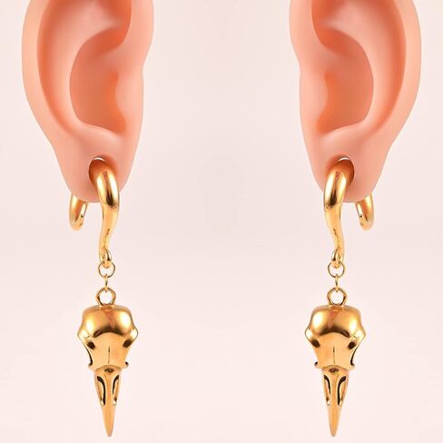 قطعتان من مقاييس الأذن، شماعات أذن على شكل جمجمة الطيور لا تسبب الحساسية، خطاف أوزان 316 من الفولاذ المقاوم للصدأ، سدادات أنفاق ممتدة، مجوهرات ثقب الجسم لهدايا الحفلات اليومية in Kuwait