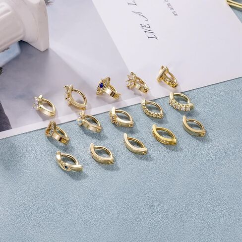 NICEIGHT 15Pcs 14G Surgical Steel Clicker Belly Button Rings for Women Girls Reverse Navel Rings Cute Simple CZ Butterfly Evil Eye Heart Belly Piercing Jewelry in Kuwait