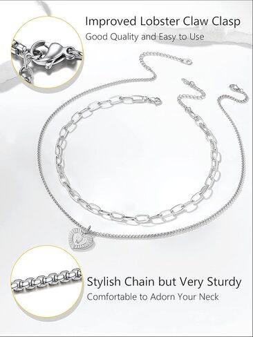 PROSTEEL Trendy Paperclip Chain Initial Heart Layered Necklace for Women, A-Z Available Black/Gold Plated Stainless Steel, 14"/20", Come Gift Box in Kuwait