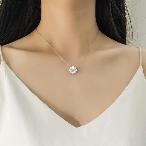 قلادة مويسانيتي مطلقة 1-3 قيراط للنساء، قلادة على شكل قلب مويسانيتي أصلية لعباد الشمس للفتيات مع شهادة الأصالة in Kuwait