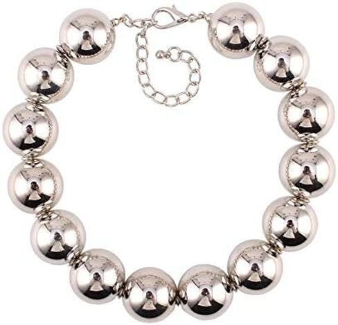 Metal Big Bead Ball Pendant Women Necklace Copper Metal Chunky Statement Round Choker Jewellery in Kuwait