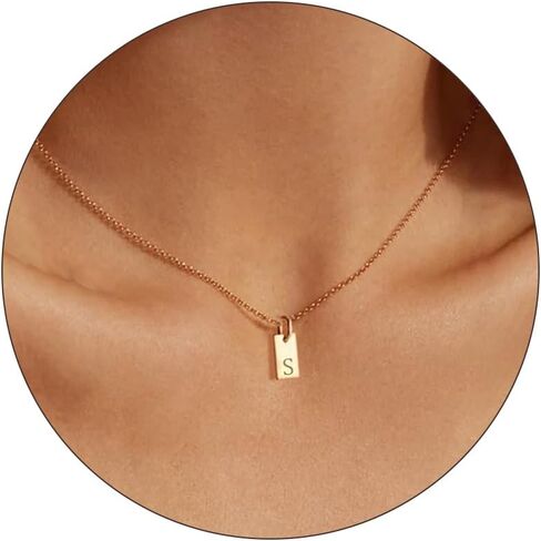 Roe Dolph Initial Necklaces Adjustable Gold Letter Choker Necklace Dainty Square Necklace Simple Initial Necklace Trendy Pendant Jewelry in Saudi Arabia