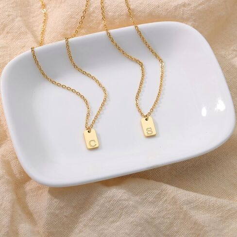 Roe Dolph Initial Necklaces Adjustable Gold Letter Choker Necklace Dainty Square Necklace Simple Initial Necklace Trendy Pendant Jewelry in Saudi Arabia