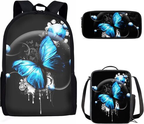 3 مجموعة حقيبة كتف للأولاد والبنات، حقيبة ظهر مدرسية مطبوعة على شكل بقرة عباد الشمس مع سحاب، حقيبة ظهر للطلاب مع حقيبة قلم رصاص ثابتة وحقيبة غداء وحقيبة حمل in Kuwait