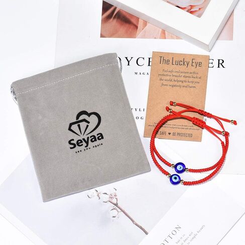 Seyaa اليدوية الشر العين أساور سلسلة حمراء سوار Ojo Turco Kabbalah حماية الحظ تميمة أتمنى سوار مجوهرات للنساء الرجال أصدقاء الأسرة in Kuwait