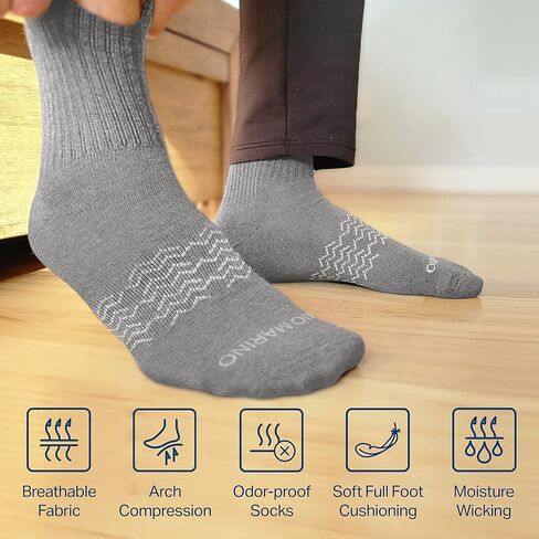 جوارب مارينو للكاحل للرجال - جوارب رياضية للرجال باللونين الأسود والأبيض - حزمة متعددة للتحكم في الرطوبة in Kuwait