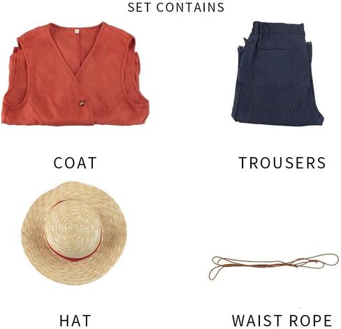 2023 Movie Costumes Halloween Luffy Cosplay Costume Monkey D Luffy Classic Costume with Straw Hat in Saudi Arabia