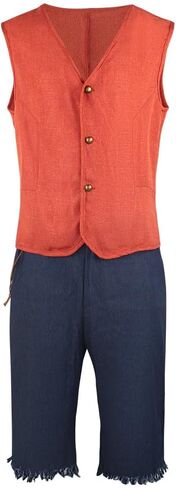 2023 Movie Costumes Halloween Luffy Cosplay Costume Monkey D Luffy Classic Costume with Straw Hat in Saudi Arabia