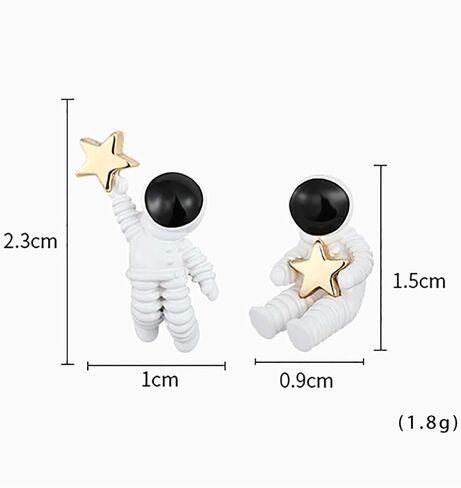 coadipress 3D Astronaut Star Stud Earrings for Women Teen Girls Cute Funny Creative Cartoon Gold Plated White Spaceman Irregular Asymmetric Earrings Jewelry in Saudi Arabia
