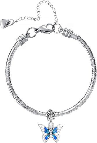 سحر الفراشة الأرجوانية للأساور الزرقاء المتدلية سحر عيد ميلاد الأمهات هدايا مجوهرات عيد الحب للنساء والفتيات in Kuwait