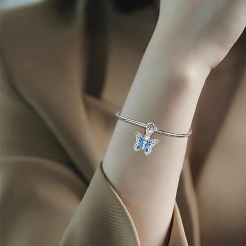 سحر الفراشة الأرجوانية للأساور الزرقاء المتدلية سحر عيد ميلاد الأمهات هدايا مجوهرات عيد الحب للنساء والفتيات in Kuwait