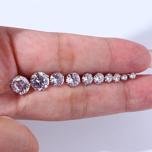 Sanfenly 5Pairs Stainless Steel Stud Earrings Set Hypoallergenic Round Cubic Zirconia CZ Earrings Studs for Women Men 3mm-8mm in Saudi Arabia