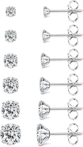 6 أزواج من أقراط التيتانيوم للنساء والرجال مكعبة الزركونيوم لا تسبب الحساسية مجموعة من الأقراط للأذنين الحساسة 3-8 مم in Kuwait