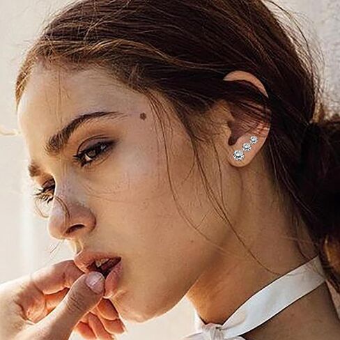 6 أزواج من أقراط التيتانيوم للنساء والرجال مكعبة الزركونيوم لا تسبب الحساسية مجموعة من الأقراط للأذنين الحساسة 3-8 مم in Kuwait