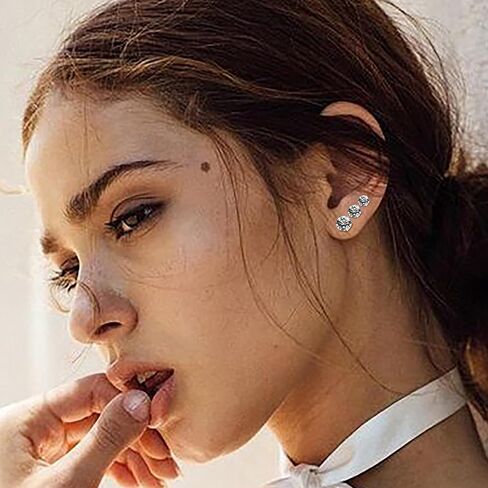 6 أزواج من أقراط التيتانيوم للنساء والرجال مكعبة الزركونيوم لا تسبب الحساسية مجموعة من الأقراط للأذنين الحساسة 3-8 مم in Saudi Arabia