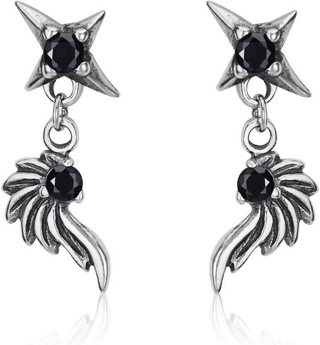 أقراط رجالي من الفضة الإسترليني عيار 925 أقراط كلاسيكية بتصميم عتيق للجنسين أقراط رائعة للنساء والرجال أقراط على الطراز القوطي الشرير للحفلات in Kuwait