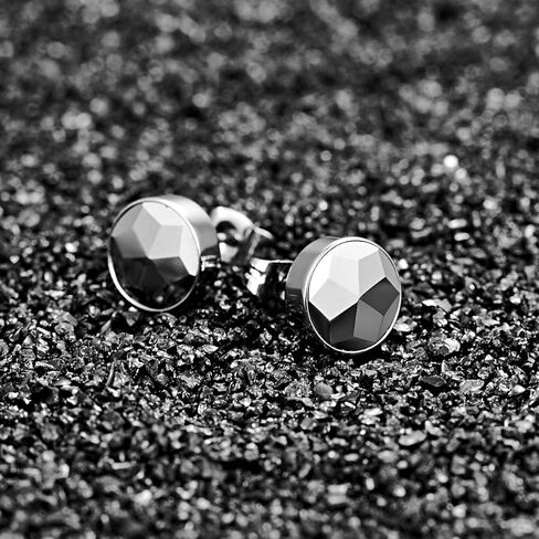 اقراط مرصعة من كربيد التنجستن للرجال والنساء من تونجستوري، اقراط اذن دائرية 9 ملم (زوج واحد: 5.7 غرام) in Kuwait