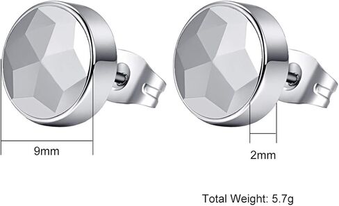 اقراط مرصعة من كربيد التنجستن للرجال والنساء من تونجستوري، اقراط اذن دائرية 9 ملم (زوج واحد: 5.7 غرام) in Kuwait