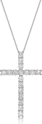 Lavari Jewelers 1/4 to 1 Carat Lab Grown Diamond Cross Pendant Necklace for Women in 10k White Gold on 18 Inch Chain (G-H, VS2-SI1, cttw) Spring Ring in Saudi Arabia