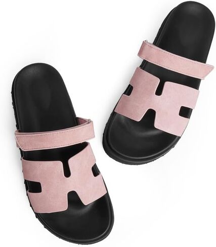 Modatope Womens Flat Sandals Pink H Sandals Summer Slide Sandals for Women Size 8 in Saudi Arabia