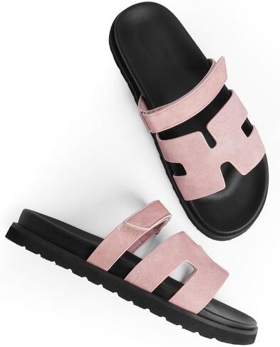 Modatope Womens Flat Sandals Pink H Sandals Summer Slide Sandals for Women Size 8 in Saudi Arabia