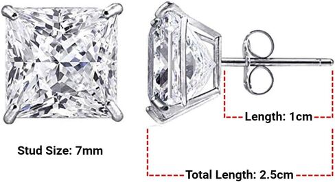 TIONEER 14K Solid Gold or Sterling Silver Stud Earrings for Women and Men Cubic Zirconia Round Cut & Princess Cut (3mm - 9mm) in Saudi Arabia